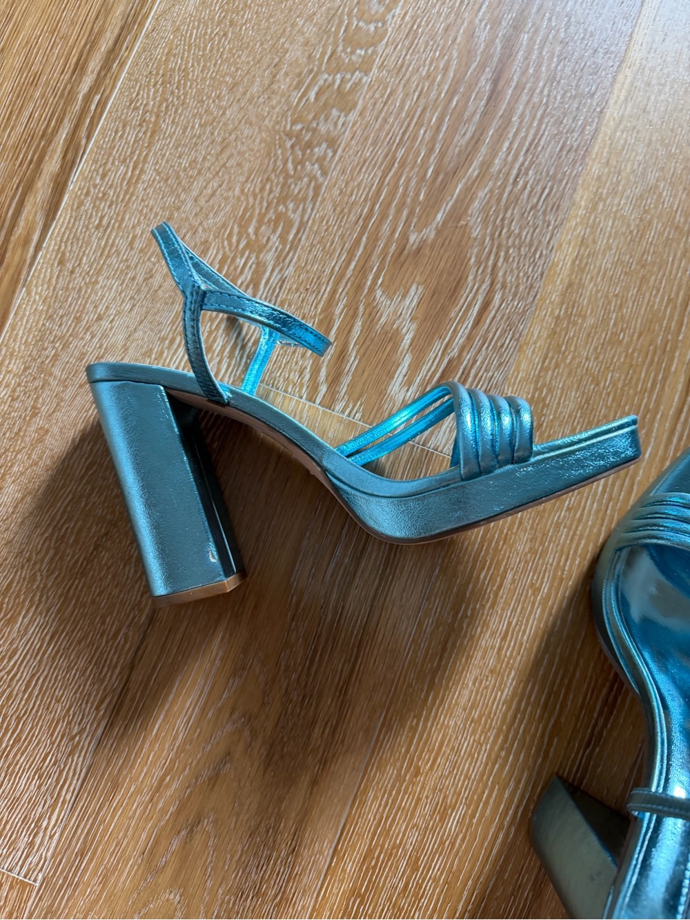 Primark Metallic Teal Strappy Platform Heels